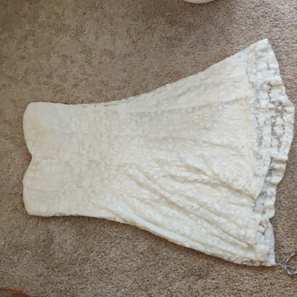 Strapless white floral dress